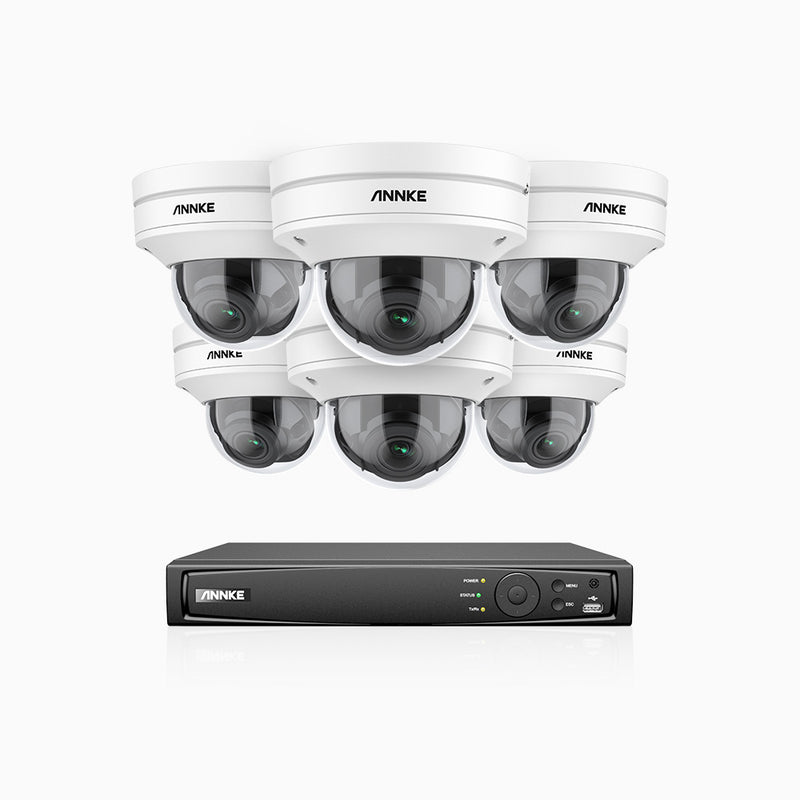 AZH800 - 4K 8 Channel 6 Cameras PoE Security System, 4X Optical Zoom, 130 ft Starlight Night Vision, Smart Detection, IK10 & IP67
