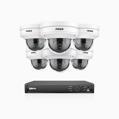 AZH800 - 4K 8 Channel 6 Cameras PoE Security System, 4X Optical Zoom, 130 ft Starlight Night Vision, Smart Detection, IK10 & IP67