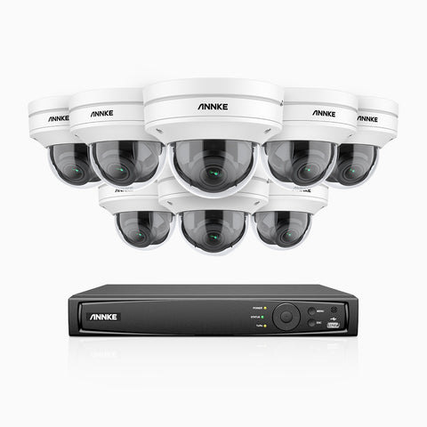 AZH800 - 4K 8 Channel 8 Cameras PoE Security System, 4X Optical Zoom, 130 ft Starlight Night Vision, Smart Detection, IK10 & IP67