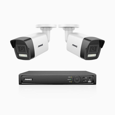 H1200 - 4K 12MP 8 Channel 2 Cameras PoE Security System, Colour & IR Night Vision, Human & Vehicle Detection, H.265+, Built-in Microphone, Max. 512 GB Local Storage, IP67