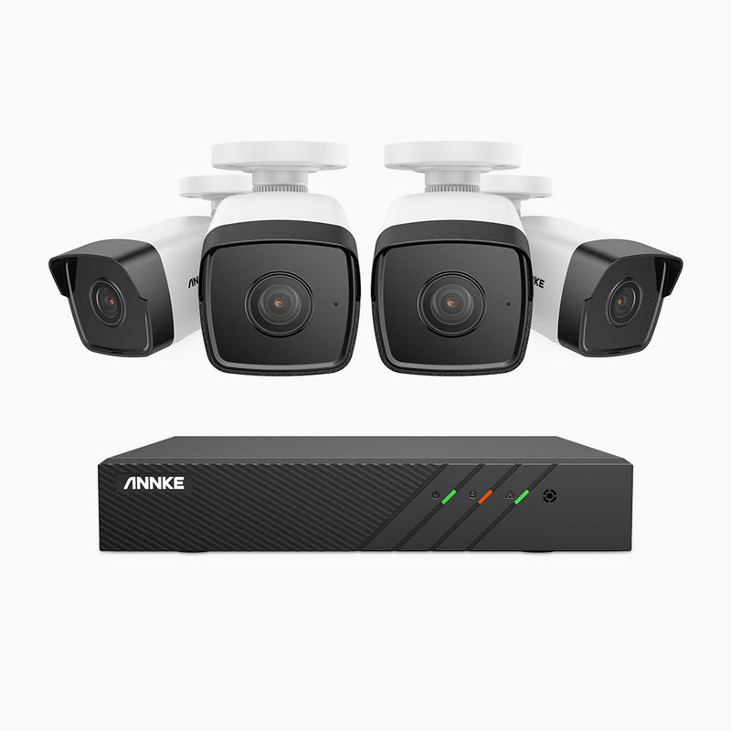 H500 - 5MP 8 Channel 4 Cameras PoE Security CCTV System, EXIR 2.0 Night Vision, Built-in Mic & SD Card Slot, RTSP Supported, Works with Alexa, IP67