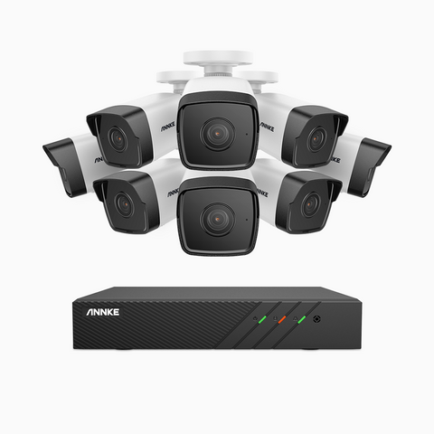 H500 - 5MP Super HD 8 Channel 8 Cameras PoE Security CCTV System, EXIR 2.0 Night Vision, Built-in Mic & SD Card Slot, RTSP Supported, Works with Alexa, IP67