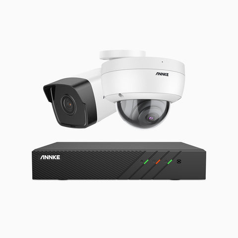 H500 - 5MP 8 Channel PoE CCTV System with 1 Bullet & 1 Dome Cameras, EXIR 2.0 Night Vision, Built-in Mic & SD Card Slot, RTSP Supported, Works with Alexa, IP67