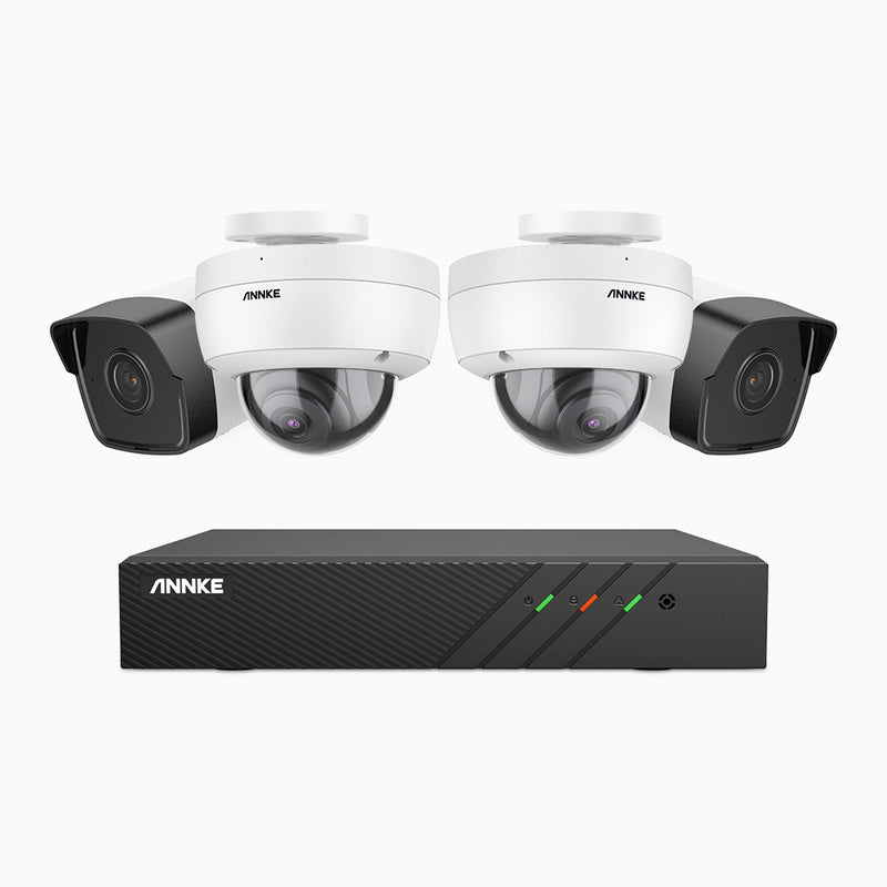 H500 - 5MP 8 Channel PoE CCTV System with 2 Bullet & 2 Dome Cameras, EXIR 2.0 Night Vision, Built-in Mic & SD Card Slot, RTSP Supported, Works with Alexa, IP67
