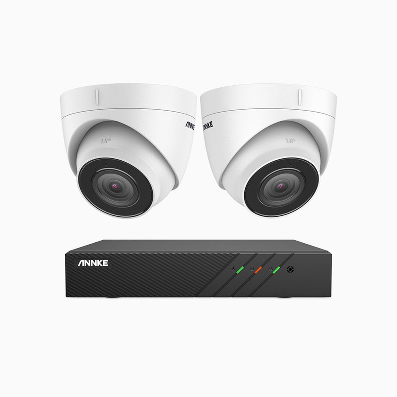 H500 - 5MP 8 Channel 2 Cameras PoE Security CCTV System, EXIR 2.0 Night Vision, Built-in Mic & SD Card Slot, RTSP Supported, Works with Alexa, IP67
