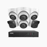 H500 - 5MP 8 Channel PoE CCTV System with 2 Bullet & 4 Turret Cameras, EXIR 2.0 Night Vision, Built-in Mic & SD Card Slot, RTSP Supported, Works with Alexa, IP67