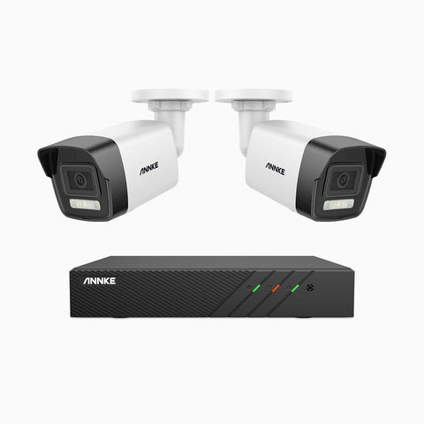 AH500 - 3K 8 Channel 2 Cameras PoE Security System, Colour & IR Night Vision, 3072*1728 Resolution, f/1.6 Aperture (0.005 Lux), Human & Vehicle Detection, Built-in Microphone, IP67