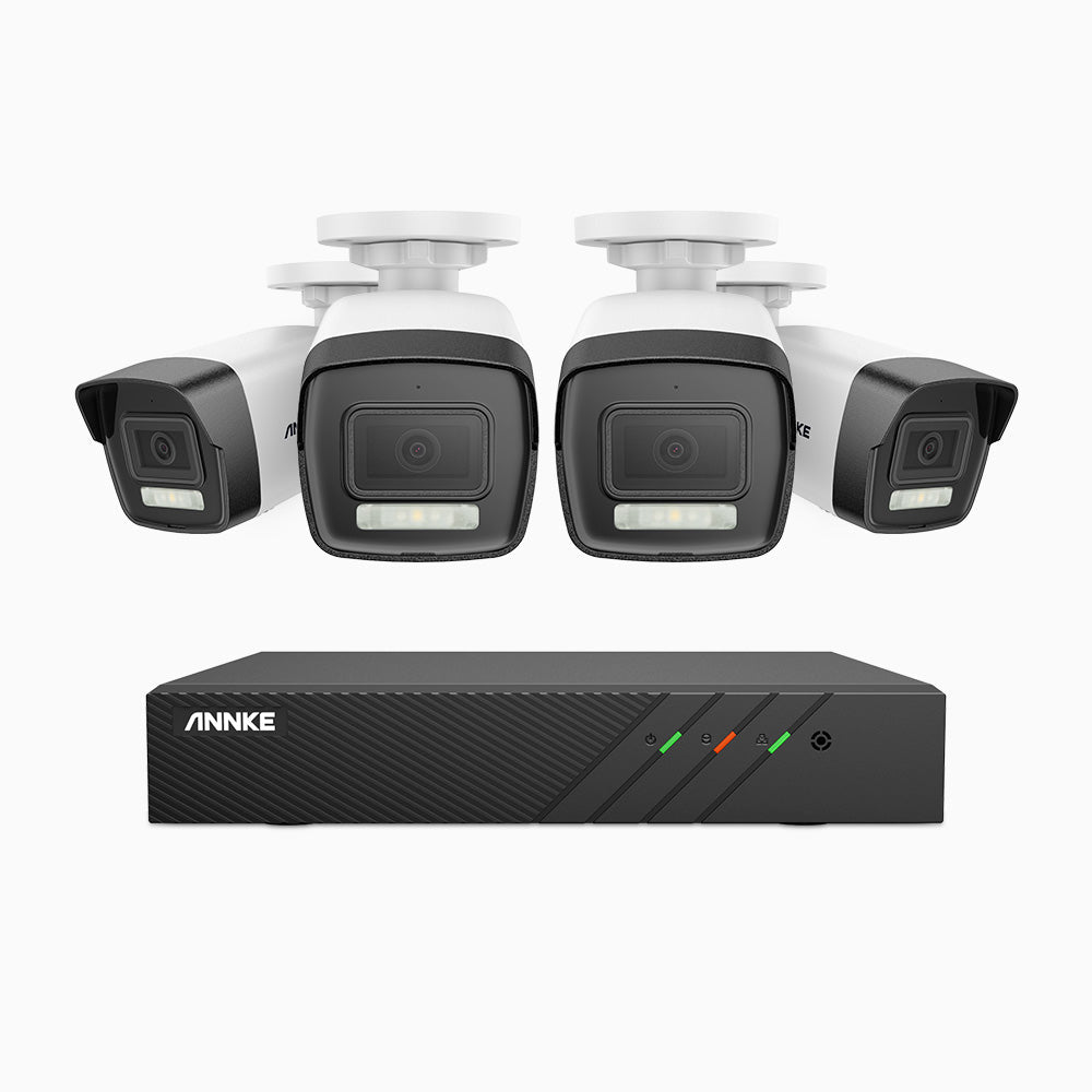 AH500 - 3K 8 Channel 4 Cameras PoE Security System, Colour & IR Night Vision, 3072*1728 Resolution, f/1.6 Aperture (0.005 Lux), Human & Vehicle Detection, Built-in Microphone, IP67