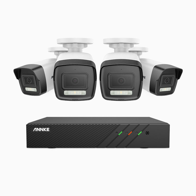 AH500 - 3K 8 Channel 4 Cameras PoE Security System, Colour & IR Night Vision, 3072*1728 Resolution, f/1.6 Aperture (0.005 Lux), Human & Vehicle Detection, Built-in Microphone, IP67