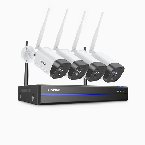 WS300 – 2K Super HD 8 Channel 4 Cameras Wireless NVR CCTV System, Built-in Mic, Human Recognition, Works with Alexa