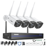WS300 – 2K Super HD 8 Channel 4 Cameras Wireless NVR CCTV System, Built-in Mic, Human Recognition, Works with Alexa