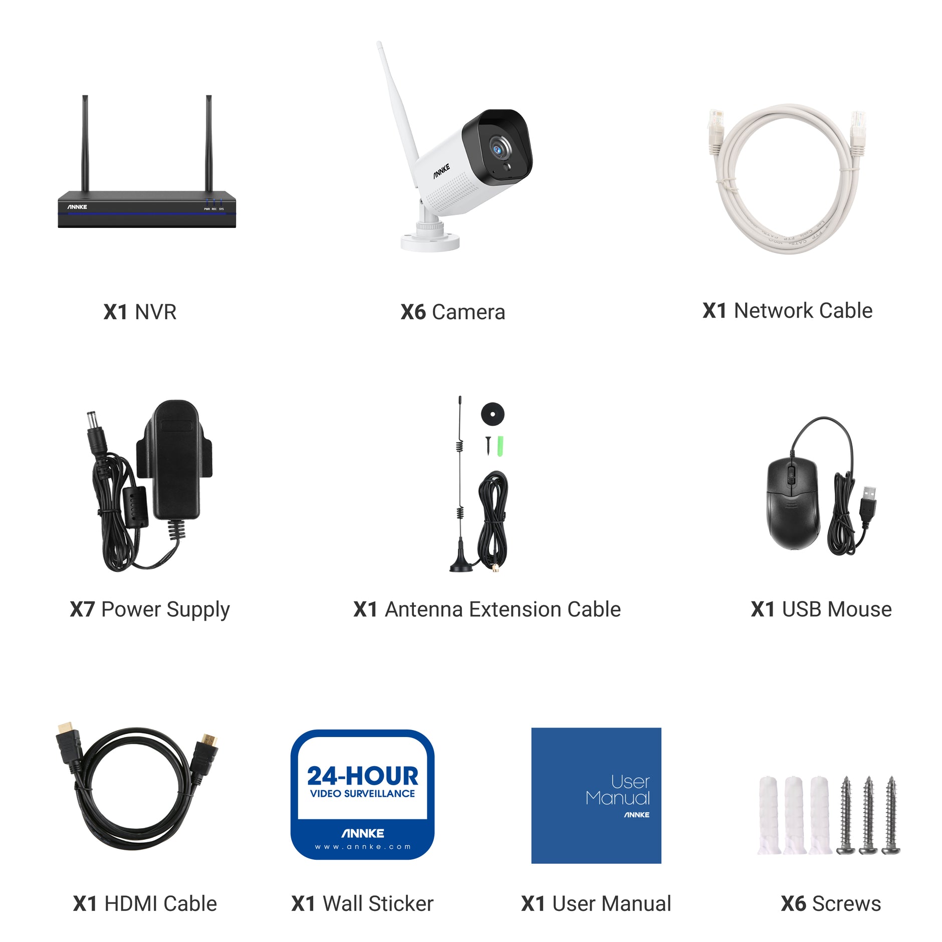 WS300 – 2K Super HD 8 Channel 6 Cameras Wireless NVR CCTV System, Built-in Mic, Human Recognition, Works with Alexa
