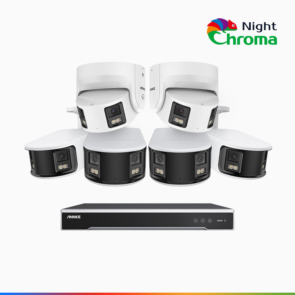 NightChroma<sup>TM</sup> NDK800 – 4K 8 Channel  PoE Security System  with 4 Bullet & 2 Turret Cameras,  f/1.0 Super Aperture, Acme Colour Night Vision,  Active Siren and Strobe, Human & Vehicle Detection,  2CH 4K Decoding Capability, Built-in Mic