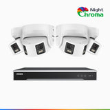 NightChroma<sup>TM</sup> NDK800 – 4K 8 Channel 4 Panoramic Dual Lens Camera PoE Security System, f/1.0 Super Aperture, Acme Colour Night Vision, Active Siren and Strobe, Human & Vehicle Detection, 2CH 4K Decoding Capability, Built-in Mic