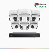 NightChroma<sup>TM</sup> NDK800 – 4K 8 Channel 6 Panoramic Dual Lens Camera PoE Security System, f/1.0 Super Aperture, Acme Colour Night Vision, Active Siren and Strobe, Human & Vehicle Detection, 2CH 4K Decoding Capability, Built-in Mic