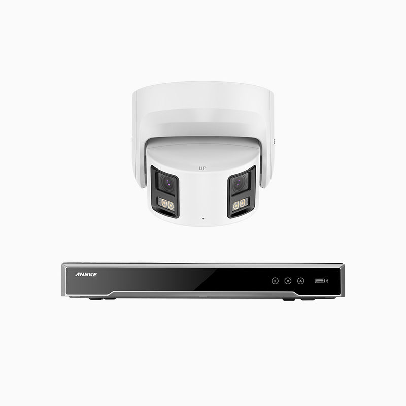 NightChroma<sup>TM</sup> NDK800 – 4K 8 Channel 1 Panoramic Dual Lens Camera PoE Security System, f/1.0 Super Aperture, Acme Colour Night Vision, Active Siren and Strobe, Human & Vehicle Detection, 2CH 4K Decoding Capability, Built-in Mic