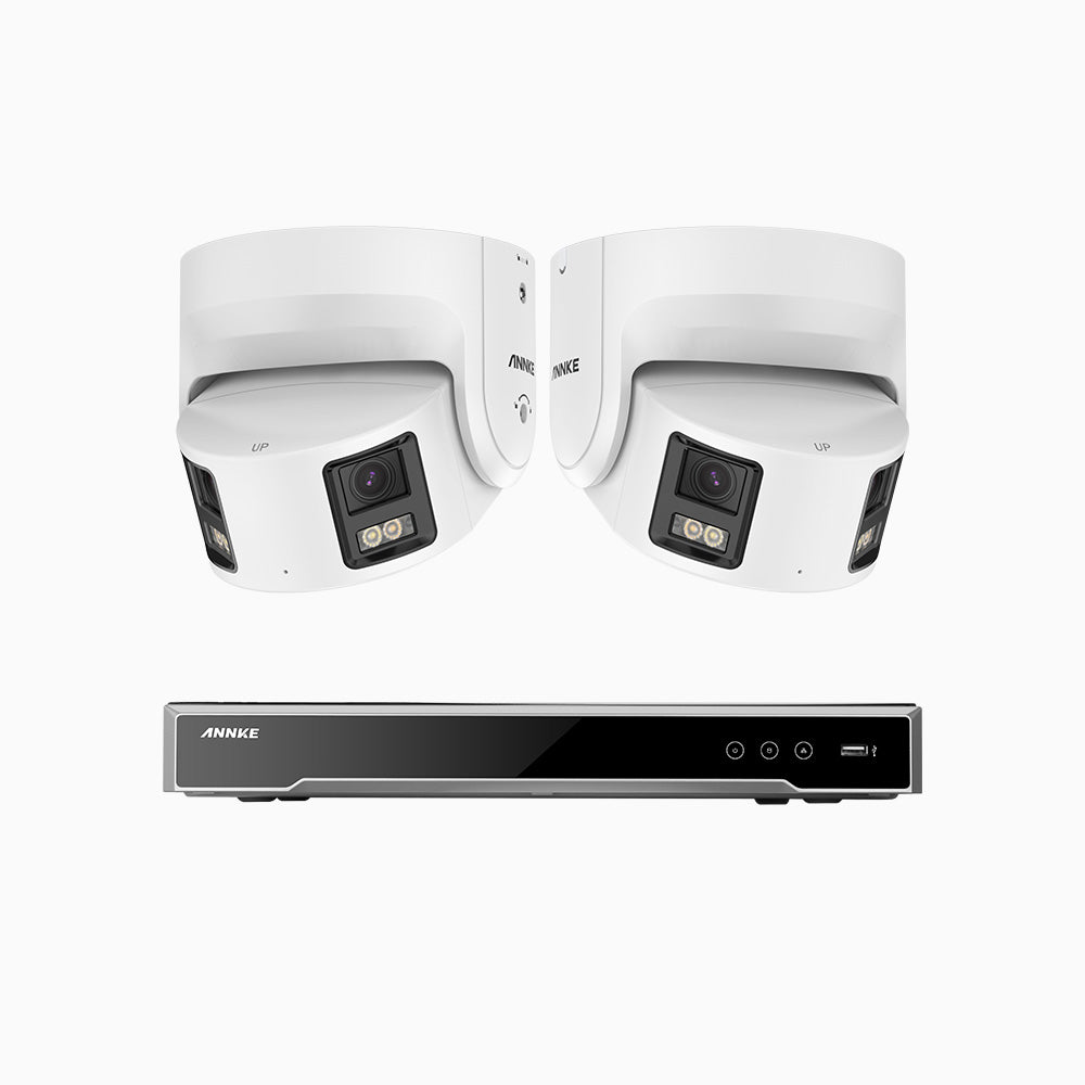 NightChroma<sup>TM</sup> NDK800 – 4K 8 Channel 2 Panoramic Dual Lens Camera PoE Security System, f/1.0 Super Aperture, Acme Colour Night Vision, Active Siren and Strobe, Human & Vehicle Detection, 2CH 4K Decoding Capability, Built-in Mic