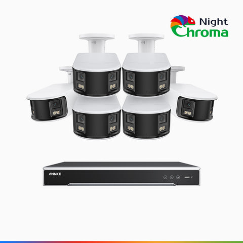 NightChroma<sup>TM</sup> NDK800 – 4K 8 Channel 6 Panoramic Dual Lens Camera PoE Security System, f/1.0 Super Aperture, Acme Colour Night Vision, Active Siren and Strobe, Human & Vehicle Detection, 2CH 4K Decoding Capability, Built-in Mic