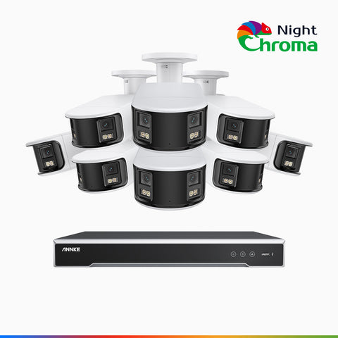 NightChroma<sup>TM</sup> NDK800 – 4K 8 Channel 8 Panoramic Dual Lens Camera PoE Security System, f/1.0 Super Aperture, Acme Colour Night Vision, Active Siren and Strobe, Human & Vehicle Detection, 2CH 4K Decoding Capability, Built-in Mic
