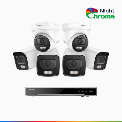 NightChroma<sup>TM</sup> NCK800 – 4K 8 Channel PoE Security System with 4 Bullet & 2 Turret Cameras, f/1.0 Super Aperture, Colour Night Vision, 2CH 4K Decoding Capability, Human & Vehicle Detection, Intelligent Behavior Analysis, Built-in Mic, 124° FoV