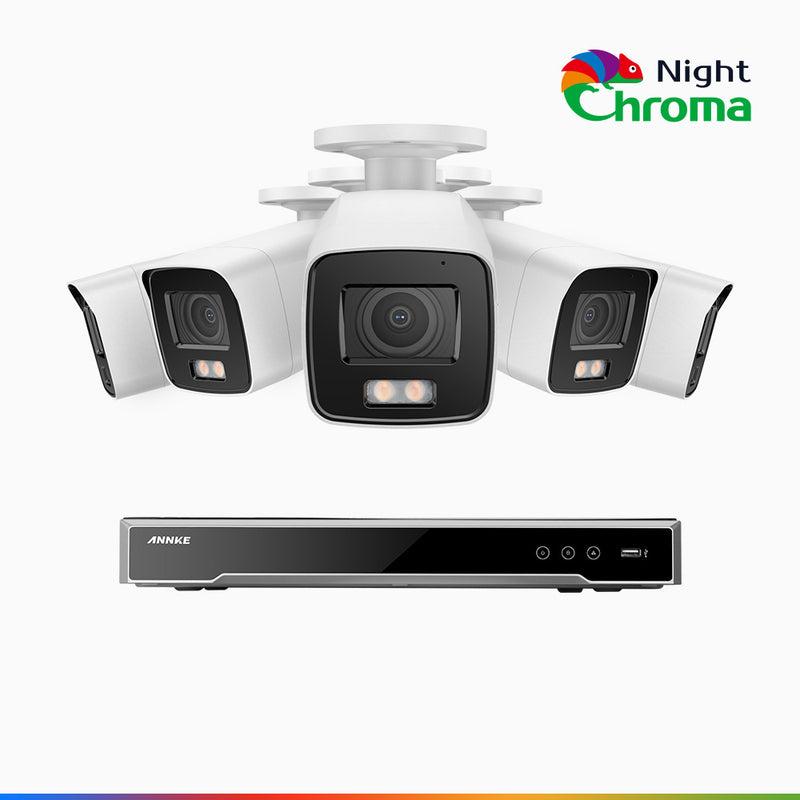 NightChroma<sup>TM</sup> NCK800 – 4K 8 Channel 5 Cameras PoE Security System, f/1.0 Super Aperture, Colour Night Vision, 2CH 4K Decoding Capability, Human & Vehicle Detection, Intelligent Behavior Analysis, Built-in Mic, 124° FoV