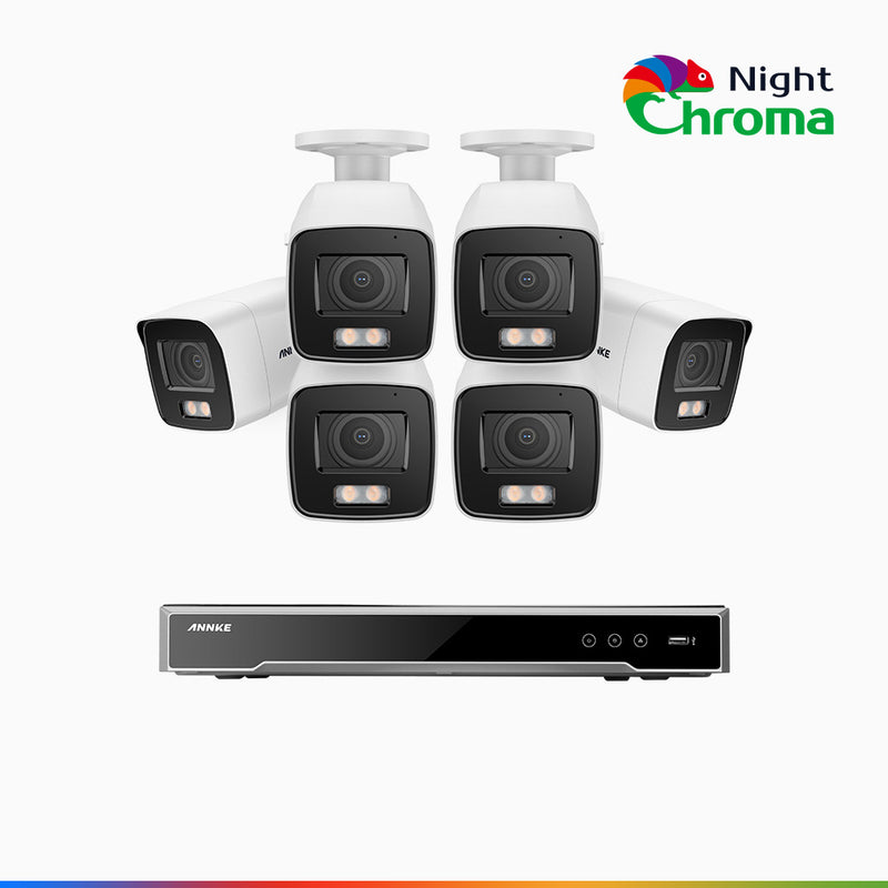 NightChroma<sup>TM</sup> NCK800 – 4K 8 Channel 6 Camera PoE Security System, f/1.0 Super Aperture, Colour Night Vision, 2CH 4K Decoding Capability, Human & Vehicle Detection, Intelligent Behavior Analysis, Built-in Mic, 124° FoV
