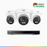 NightChroma<sup>TM</sup> NCK800 – 4K 8 Channel 3 Cameras PoE Security System, f/1.0 Super Aperture, Colour Night Vision, 2CH 4K Decoding Capability, Human & Vehicle Detection, Intelligent Behavior Analysis, Built-in Mic, 124° FoV