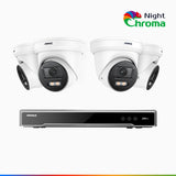 NightChroma<sup>TM</sup> NCK800 – 4K 8 Channel 4 Cameras PoE Security System, f/1.0 Super Aperture, Colour Night Vision, 2CH 4K Decoding Capability, Human & Vehicle Detection, Intelligent Behavior Analysis, Built-in Mic, 124° FoV
