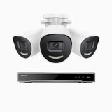 AH800 - 4K 8 Channel 3 Cameras PoE Security System, 1/1.8'' BSI Sensor, f/1.6 Aperture (0.003 Lux), Siren & Strobe Alarm, 2CH 4K Decoding Capability, Human & Vehicle Detection, Perimeter Protection