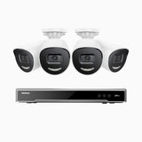 AH800 - 4K 8 Channel 4 Cameras PoE Security System, 1/1.8'' BSI Sensor, f/1.6 Aperture (0.003 Lux), Siren & Strobe Alarm, 2CH 4K Decoding Capability, Human & Vehicle Detection, Perimeter Protection