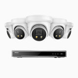 AH800 - 4K 8 Channel 5 Cameras PoE Security System, 1/1.8'' BSI Sensor, f/1.6 Aperture (0.003 Lux), Siren & Strobe Alarm, 2CH 4K Decoding Capability, Human & Vehicle Detection, Perimeter Protection