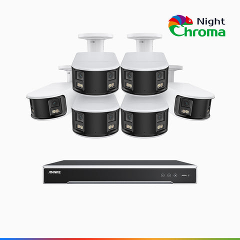 NightChroma<sup>TM</sup> NDK800 – 4K 16 Channel 6 Panoramic Dual Lens Camera PoE Security System, f/1.0 Super Aperture, Acme Colour Night Vision, Active Siren and Strobe, Human & Vehicle Detection, 2CH 4K Decoding Capability, Built-in Mic