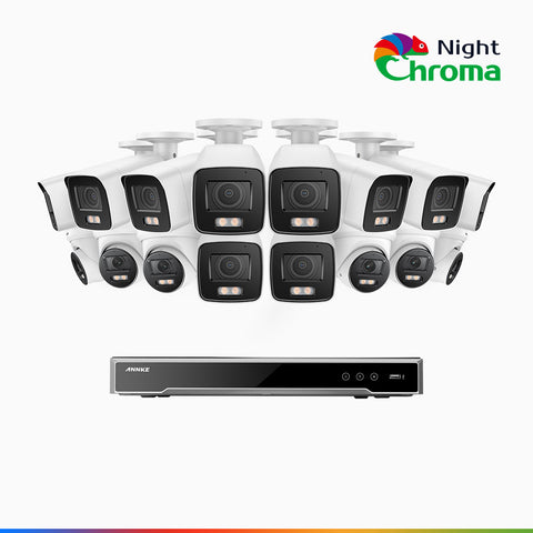NightChroma<sup>TM</sup> NCK800 – 4K 16 Channel PoE Security System with 10 Bullet & 6 Turret Cameras, f/1.0 Super Aperture, Colour Night Vision, 2CH 4K Decoding Capability, Human & Vehicle Detection, Intelligent Behavior Analysis, Built-in Mic, 124° FoV