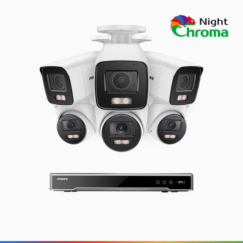 NightChroma<sup>TM</sup> NCK800 – 4K 16 Channel PoE Security System with 3 Bullet & 3 Turret Cameras, f/1.0 Super Aperture, Colour Night Vision, 2CH 4K Decoding Capability, Human & Vehicle Detection, Intelligent Behavior Analysis, Built-in Mic, 124° FoV