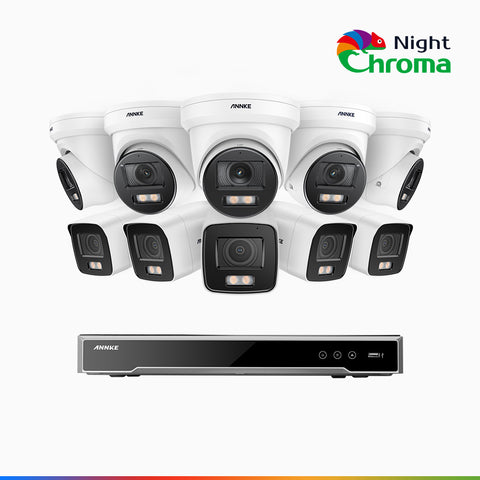 NightChroma<sup>TM</sup> NCK800 – 4K 16 Channel PoE Security System with 5 Bullet & 5 Turret Cameras, f/1.0 Super Aperture, Colour Night Vision, 2CH 4K Decoding Capability, Human & Vehicle Detection, Intelligent Behavior Analysis, Built-in Mic, 124° FoV