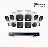 NightChroma<sup>TM</sup> NCK800 – 4K 16 Channel PoE Security System with 8 Bullet & 4 Turret Cameras, f/1.0 Super Aperture, Colour Night Vision, 2CH 4K Decoding Capability, Human & Vehicle Detection, Intelligent Behavior Analysis, Built-in Mic, 124° FoV