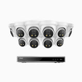 AH800 - 4K 16 Channel 10 Cameras PoE Security System, 1/1.8'' BSI Sensor, f/1.6 Aperture (0.003 Lux), Siren & Strobe Alarm, 2CH 4K Decoding Capability, Human & Vehicle Detection, Perimeter Protection