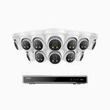 AH800 - 4K 16 Channel 12 Cameras PoE Security System, 1/1.8'' BSI Sensor, f/1.6 Aperture (0.003 Lux), Siren & Strobe Alarm, 2CH 4K Decoding Capability, Human & Vehicle Detection, Perimeter Protection